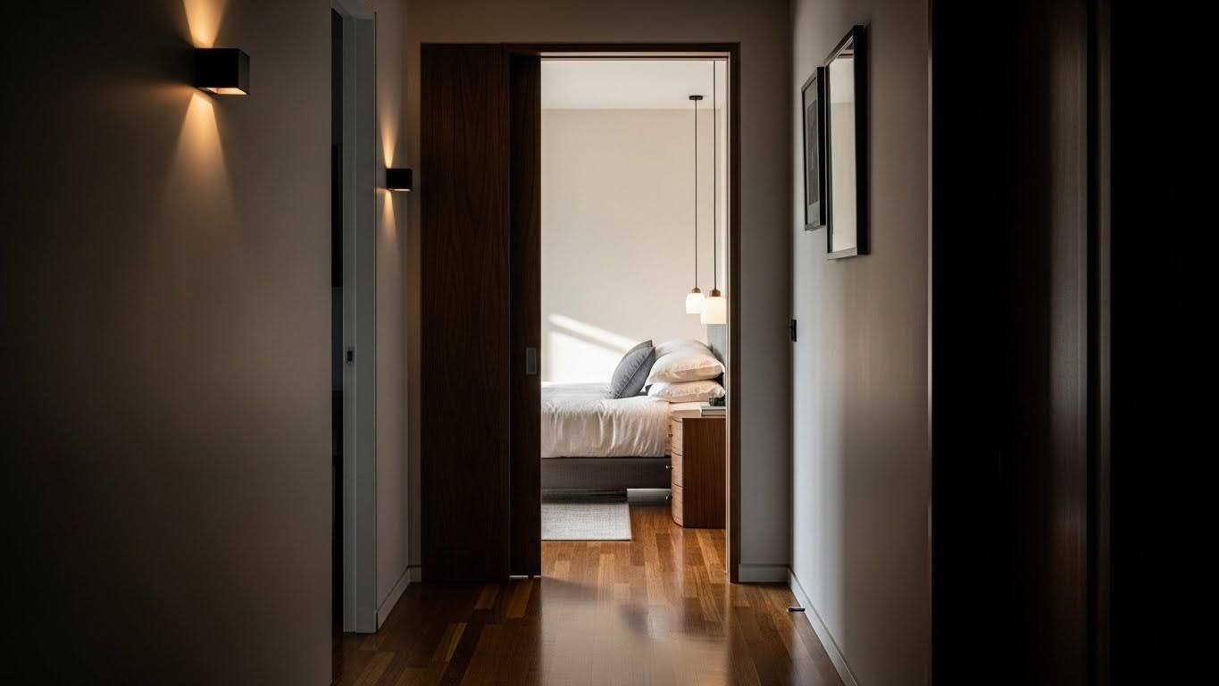  Modern bedroom pocket door entrance